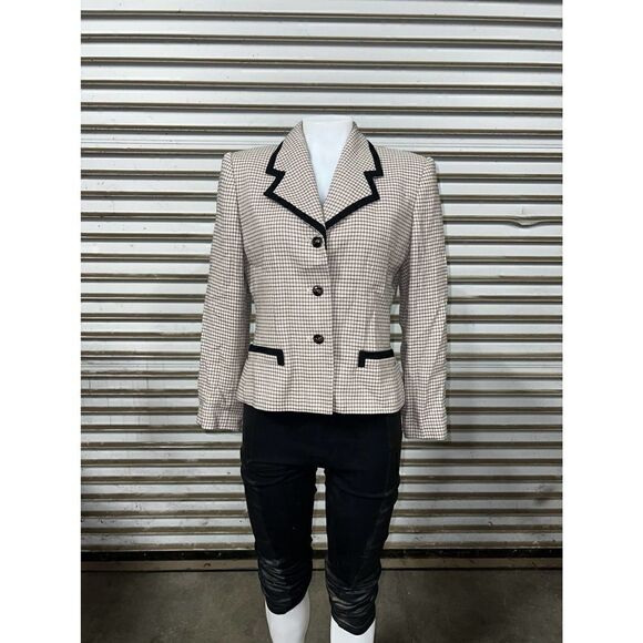 Vtg Kasper A.S.L. jacket career checked button up long sleeve - Picture 2 of 10